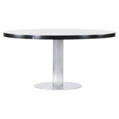 1970s Nicos Zographos Pedestal Dining Table in Chromed Steel and Ebonized Wood