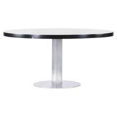 Used 1970s Nicos Zographos Pedestal Dining Table in Chromed Steel and Ebonized Wood