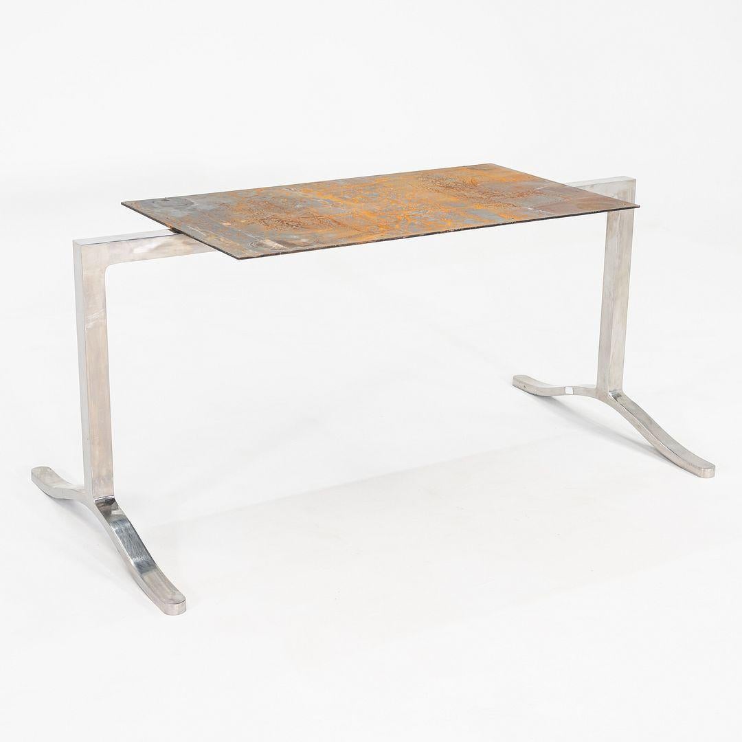 1970 Nicos Zographos Table de salle à manger en marbre Rosso Levanto et acier inoxydable en vente 3