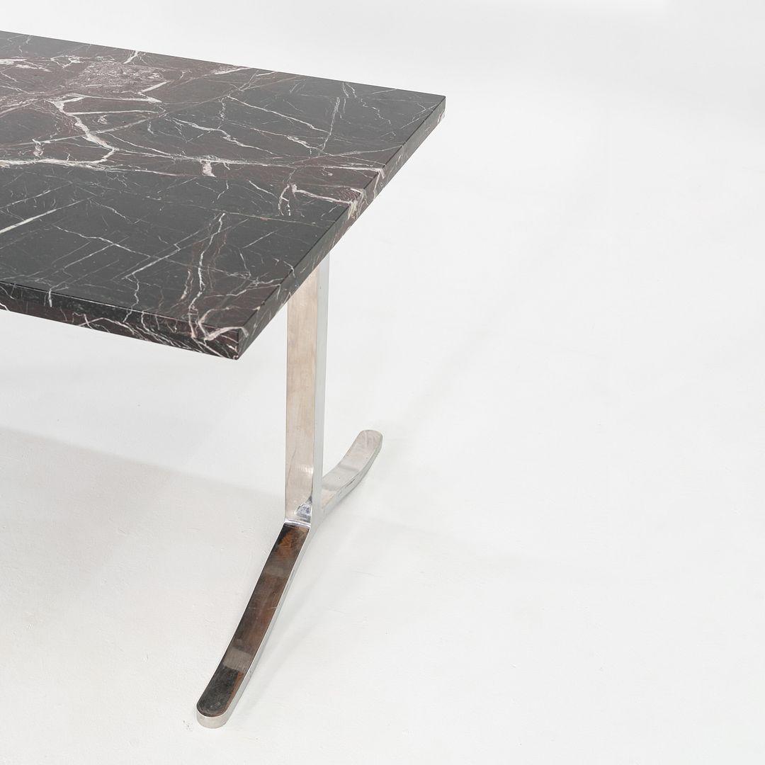 1970 Nicos Zographos Table de salle à manger en marbre Rosso Levanto et acier inoxydable en vente 4