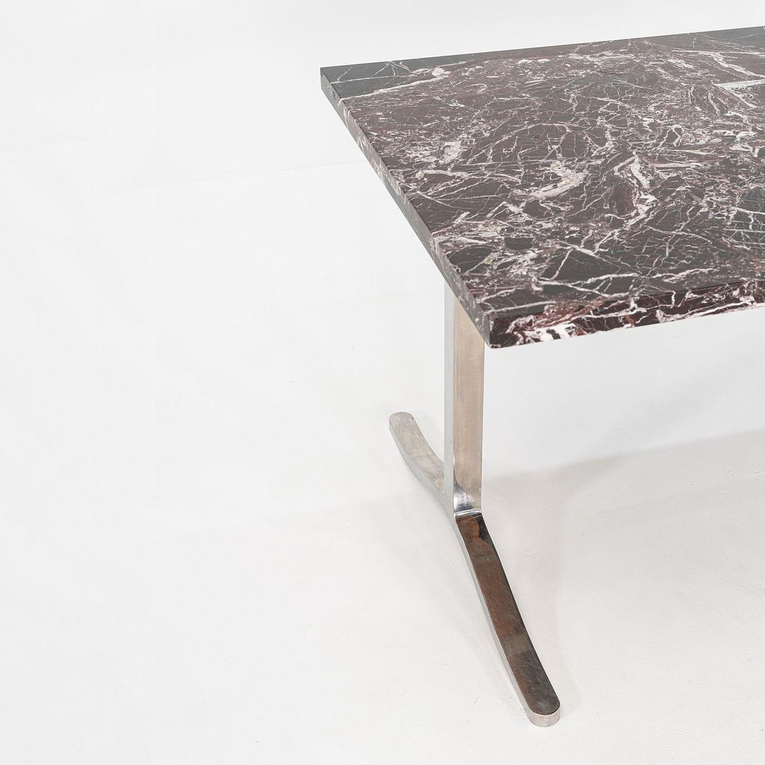1970 Nicos Zographos Table de salle à manger en marbre Rosso Levanto et acier inoxydable Bon état - En vente à Philadelphia, PA