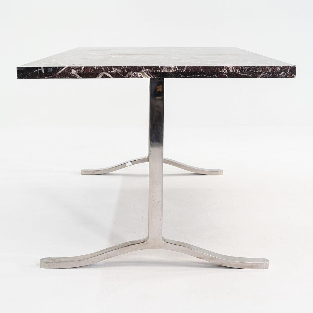 Fin du 20e siècle 1970 Nicos Zographos Table de salle à manger en marbre Rosso Levanto et acier inoxydable en vente