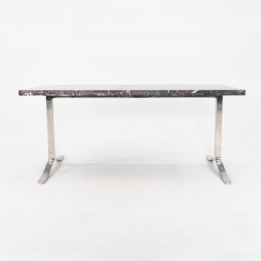 Acier 1970 Nicos Zographos Table de salle à manger en marbre Rosso Levanto et acier inoxydable en vente