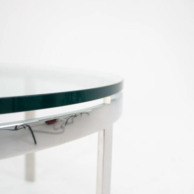 Modern 1970s Nicos Zographos Round Glass Coffee Table w/ Polished Stainless Steel Base For Sale