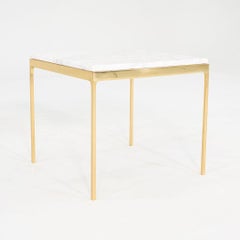 1970s Nicos Zographos Solid Bronze Side / End Table with Marble Top