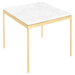 1970s Nicos Zographos Solid Bronze Side / End Table with Marble Top