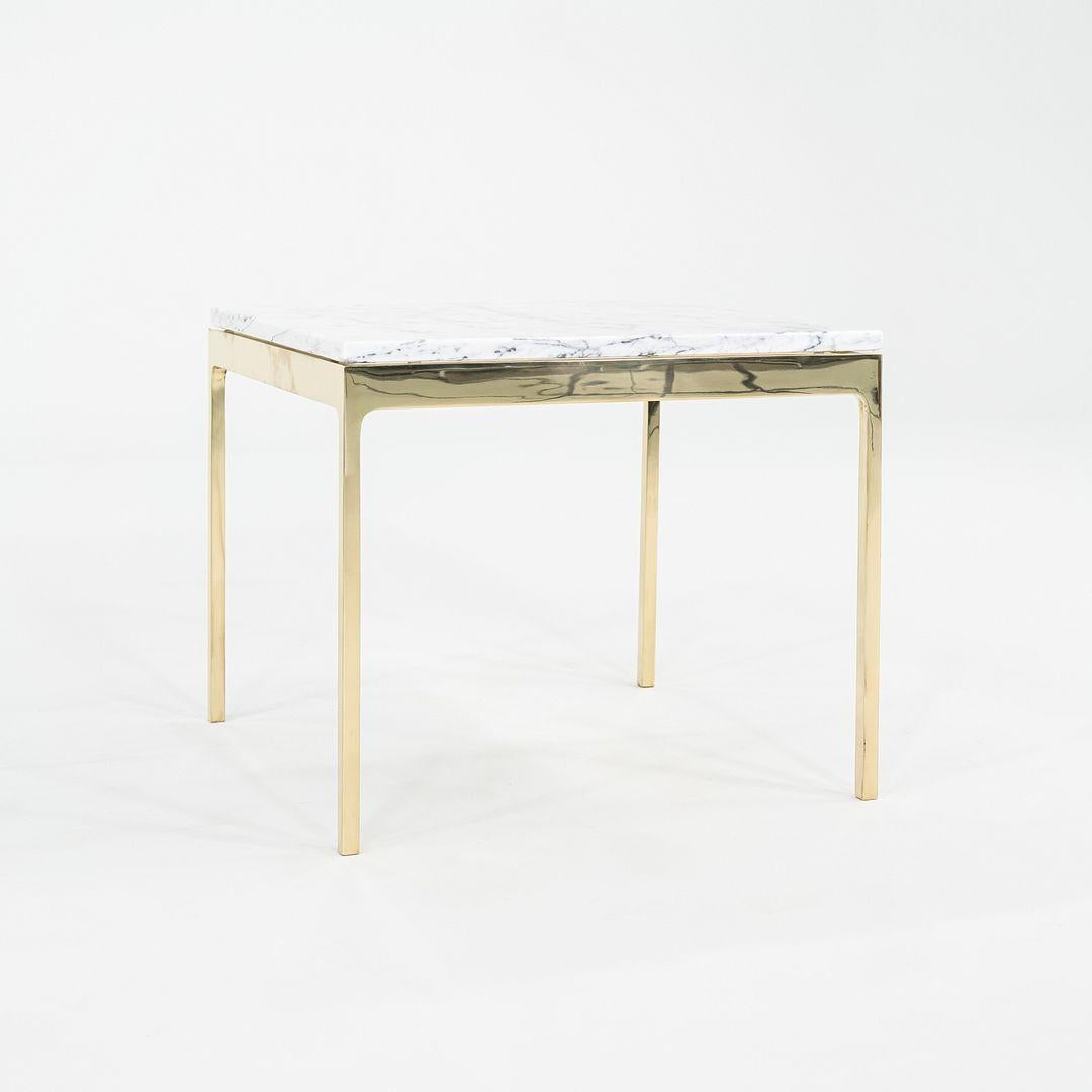 1970 Nicos Zographos Series TA.20 Square Side Table in Bronze with Marble Top (Table d'appoint carrée en bronze avec plateau en marbre) en vente 4