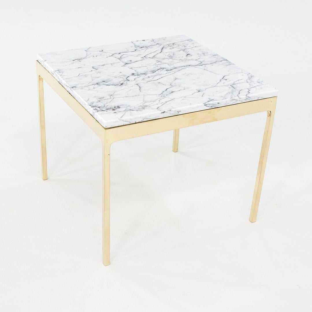 1970 Nicos Zographos Series TA.20 Square Side Table in Bronze with Marble Top (Table d'appoint carrée en bronze avec plateau en marbre) Bon état - En vente à Philadelphia, PA