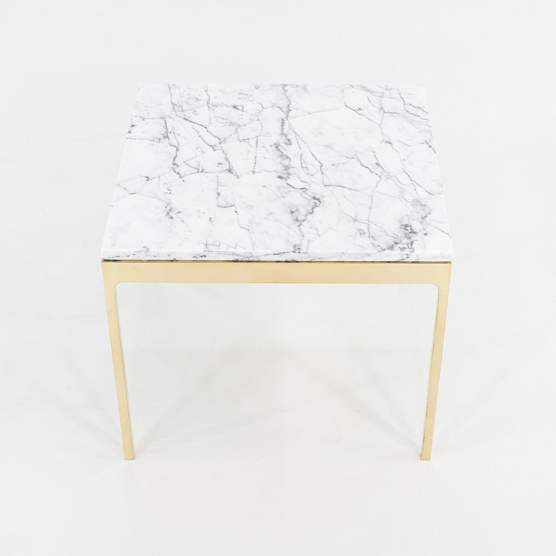 Fin du 20e siècle 1970 Nicos Zographos Series TA.20 Square Side Table in Bronze with Marble Top (Table d'appoint carrée en bronze avec plateau en marbre) en vente