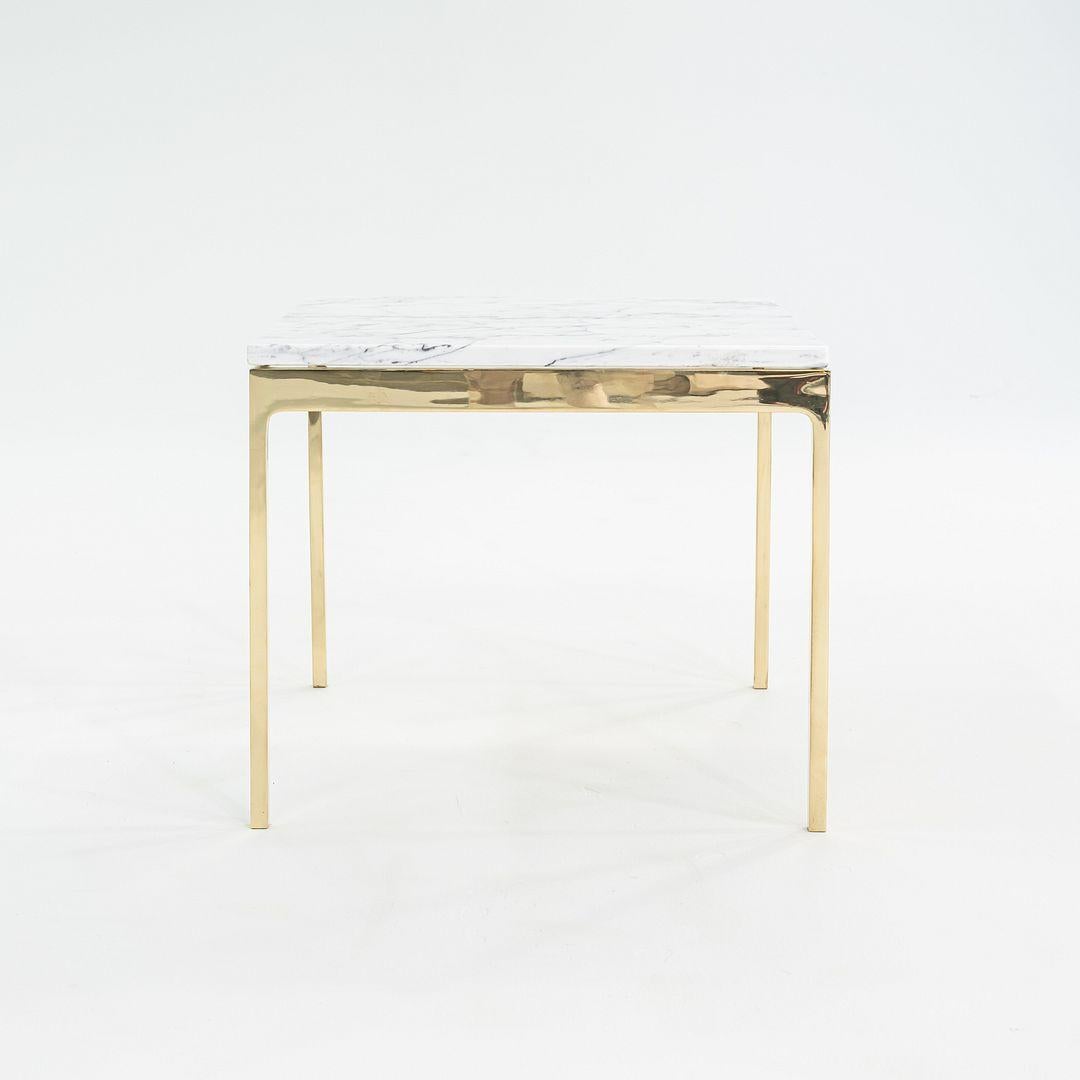 1970 Nicos Zographos Series TA.20 Square Side Table in Bronze with Marble Top (Table d'appoint carrée en bronze avec plateau en marbre) en vente 3