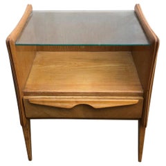 Tables de nuit des années 1970 en frêne, motif scandinave de couleur naturelle en nid d'abeille