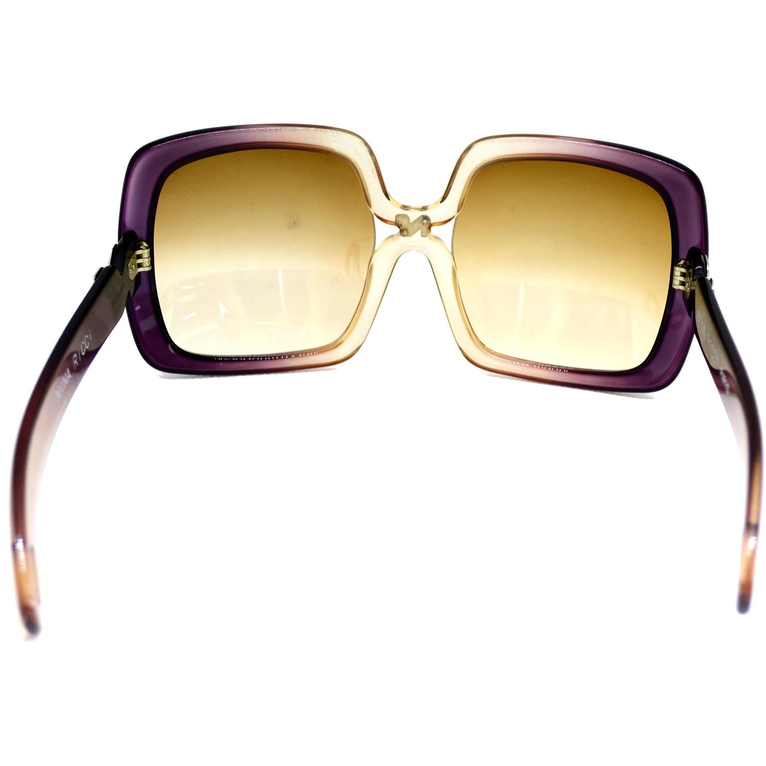 Women's 1970s Nina Ricci Vintage Ombre Purple Oversized Frames Sunglasses