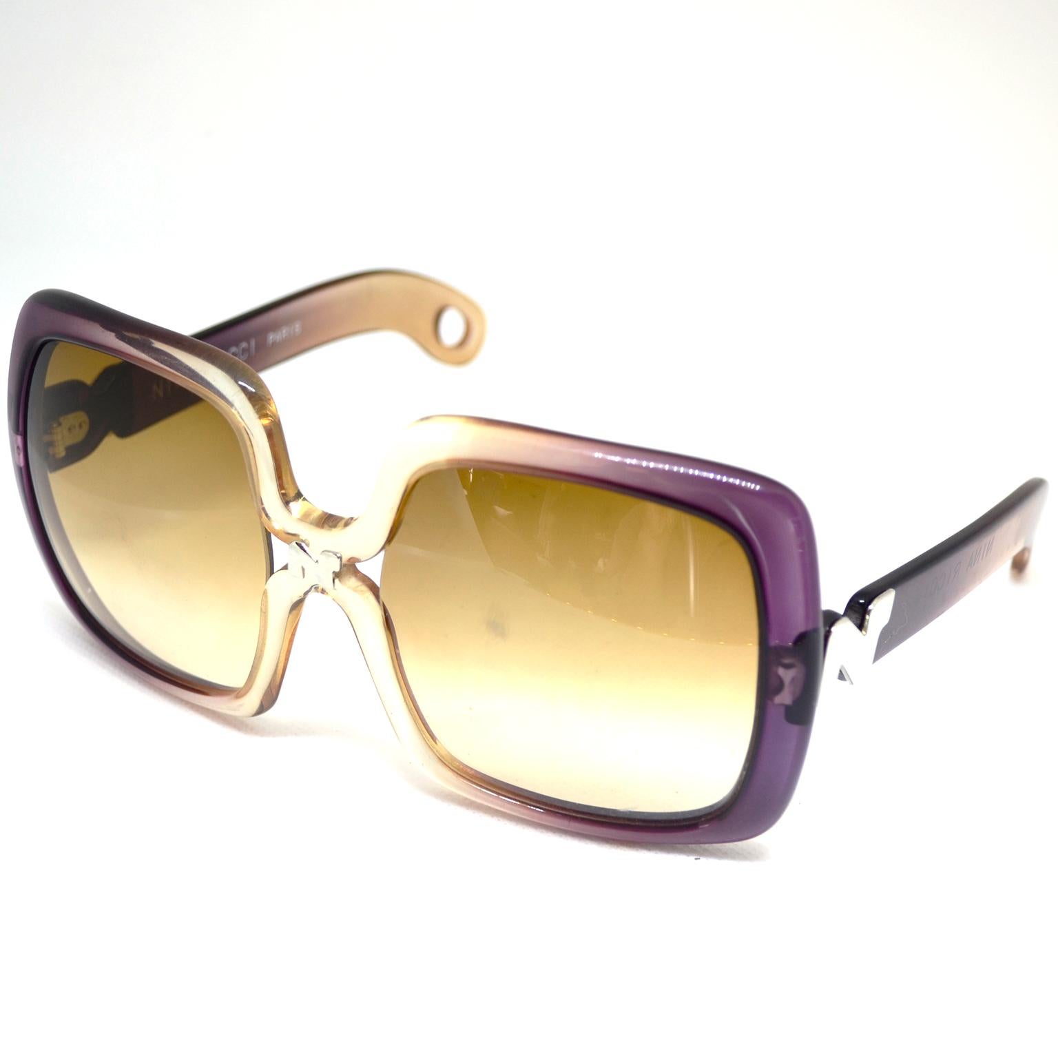 1970s Nina Ricci Vintage Ombre Purple Oversized Frames Sunglasses 3