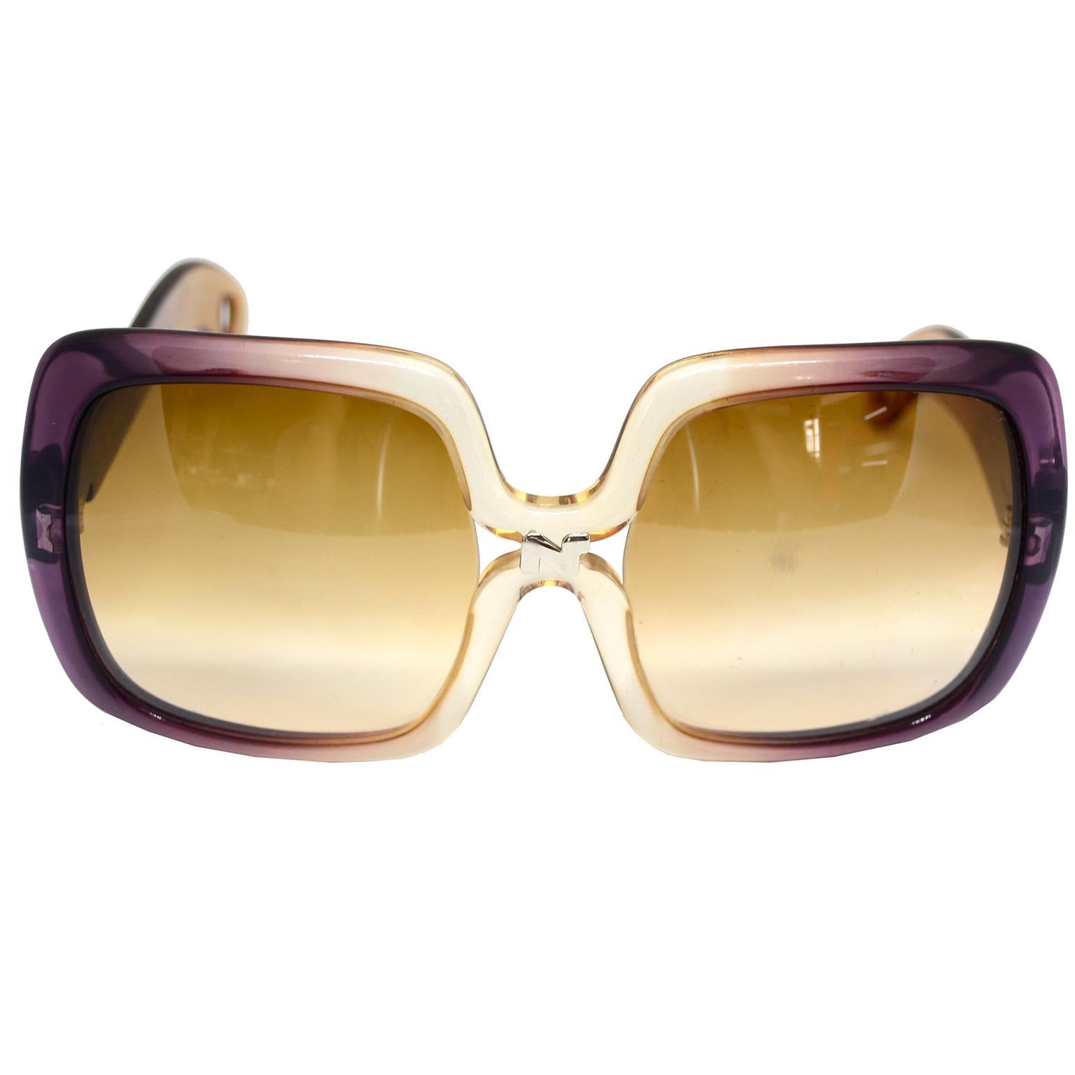 1970s Nina Ricci Vintage Ombre Purple Oversized Frames Sunglasses 4