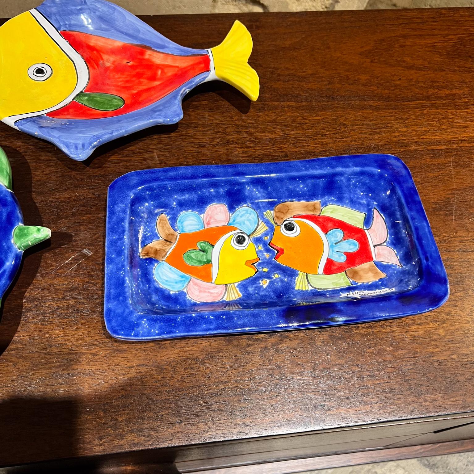 1970s Nino Parrucca Italian Pottery Fish Plate Set Sicily For Sale 3