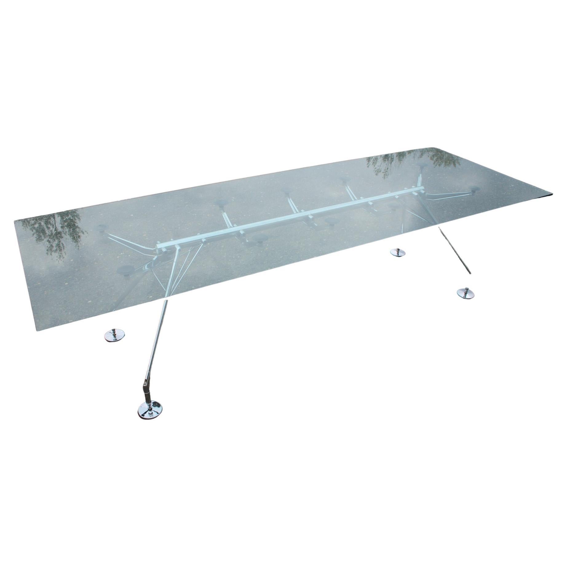 1970s Norman Foster Large Glass Table Model Nomos  for Tecno, Italy For Sale