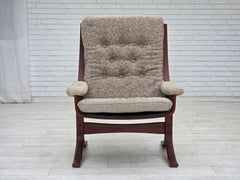 1970s, Norwegian design armchair, blend wool fabric, bent wood.