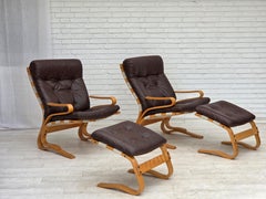 1970s, Norwegian design by Elsa & Nordahl Solheim, set of chair with stool.