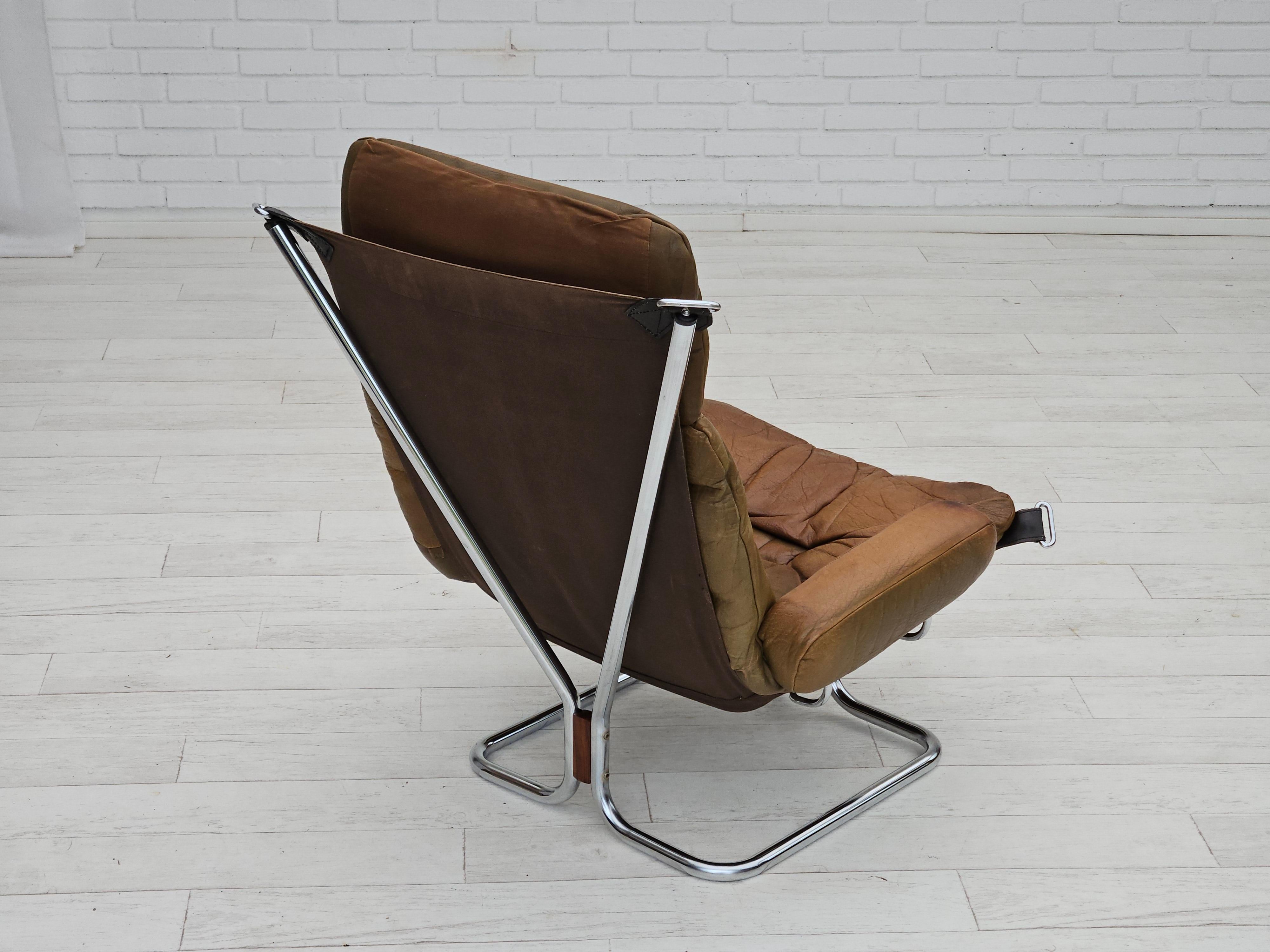 Cuir 1970, design norvégien de Harald Relling, état d'origine, cuir. en vente