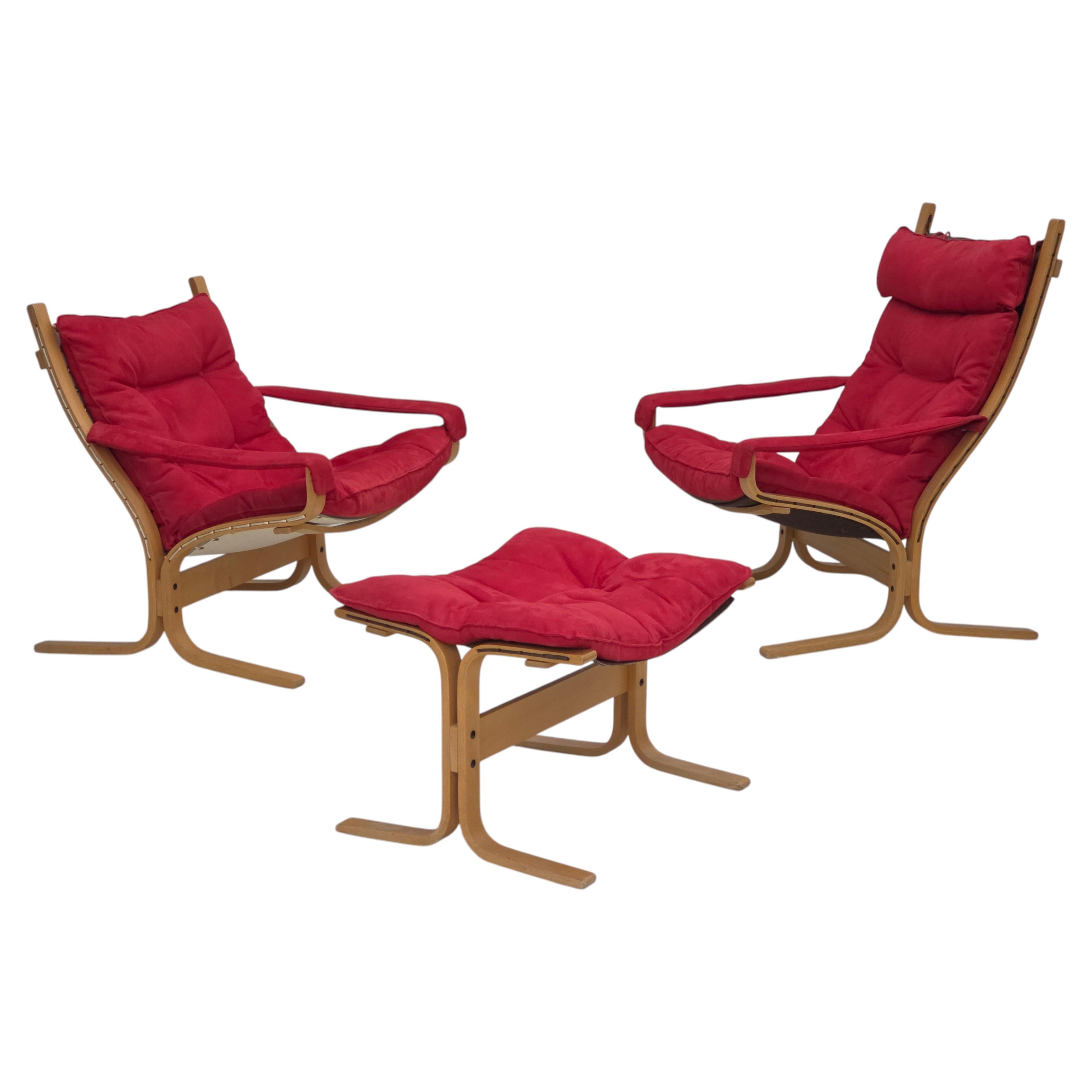Años 70, diseño noruego de Ingmar Relling, modelo "Siesta", juego de 2 sillas. en venta