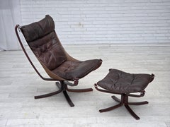 1970s, Norwegian design by Sigurd Ressel, chair with footstool, model "Falcon".