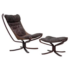 1970s, Norwegian design by Sigurd Ressel, chair with footstool, model "Falcon".