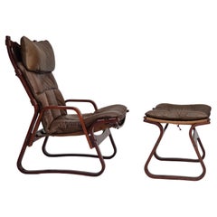 1970s, Norwegian design, lounge chair with footstool, original condition.