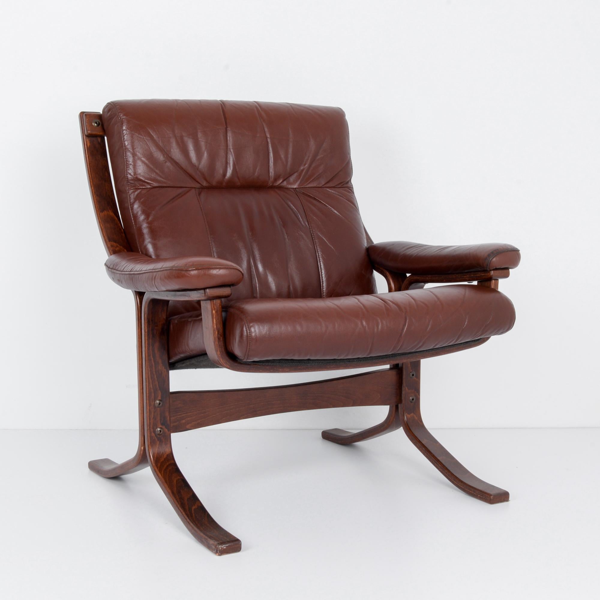 Mid-Century Modern 1970s Norwegian Leather Armchair