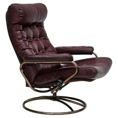 1970er Jahre, norwegischer Relax-Drehstuhl von Stressless, sehr guter Originalzustand.