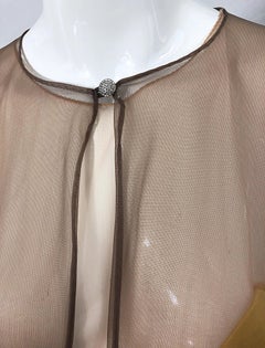 1970s Nude Sheer Caftan and Large Size Yellow Vintage 70s Nightgown Maxi Dress