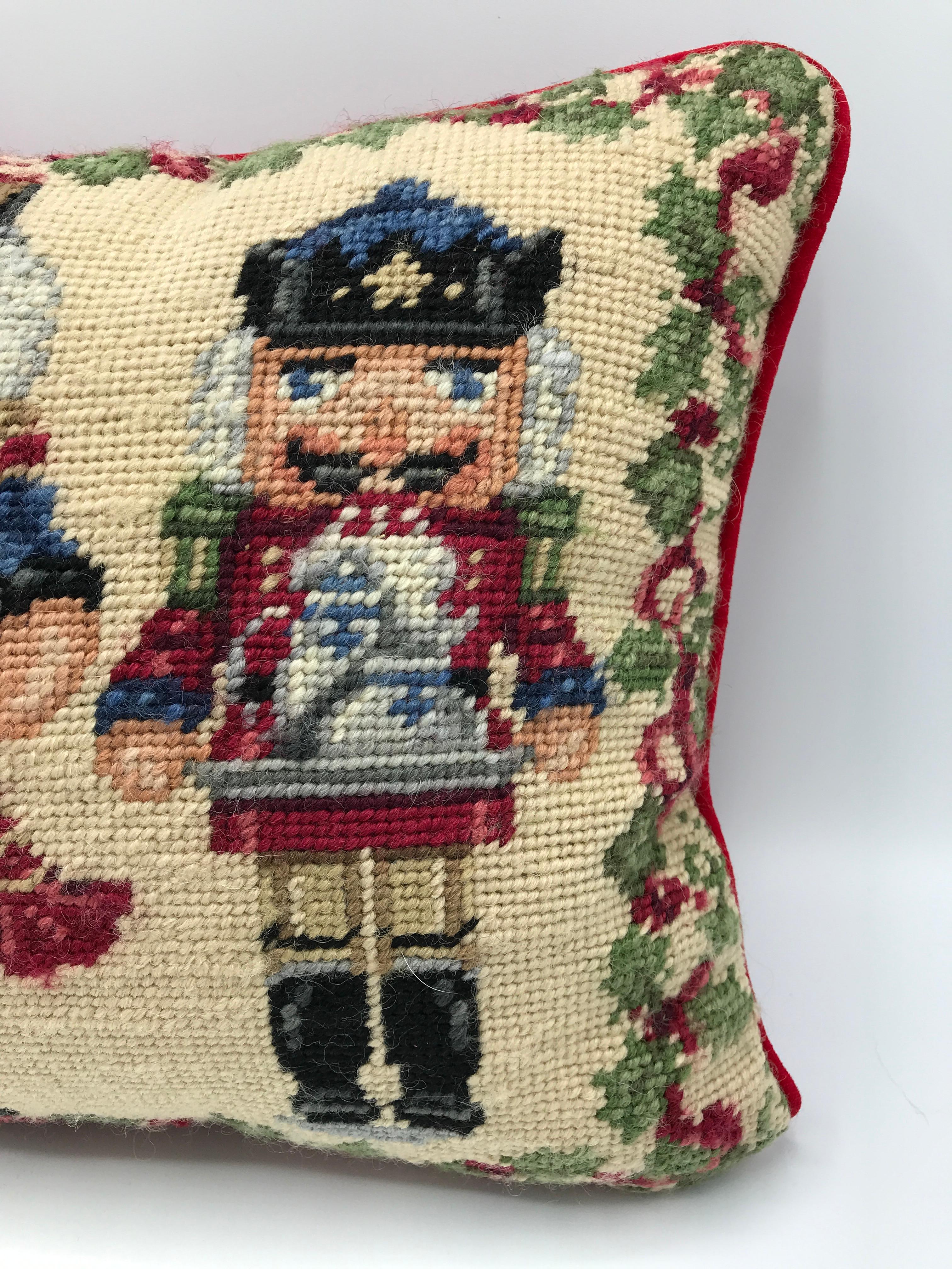 1970s Nutcracker Needlepoint Pillow In Good Condition For Sale In Richmond, VA