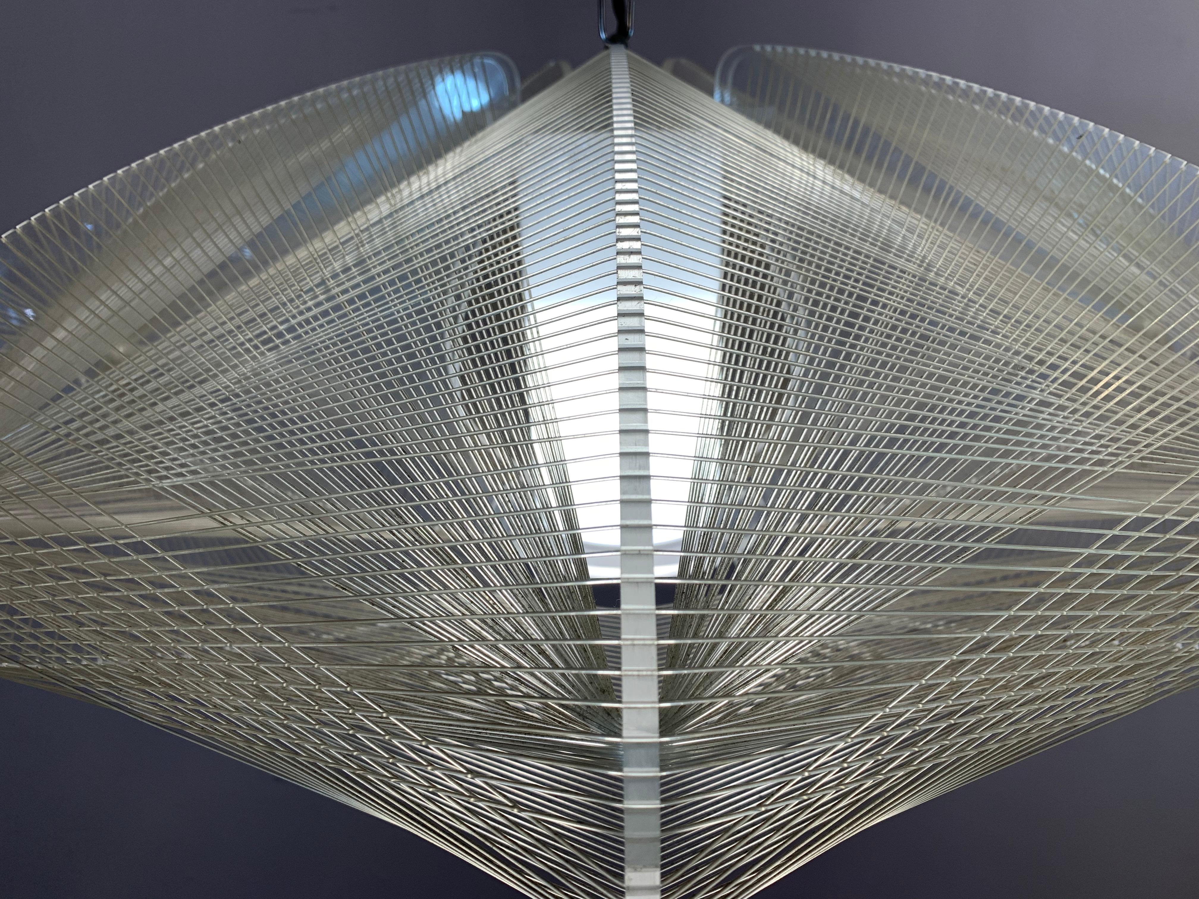 1970s Nylon and Perspex Ceiling Hanging Light Lamp by Paul Secon for Sompex 3