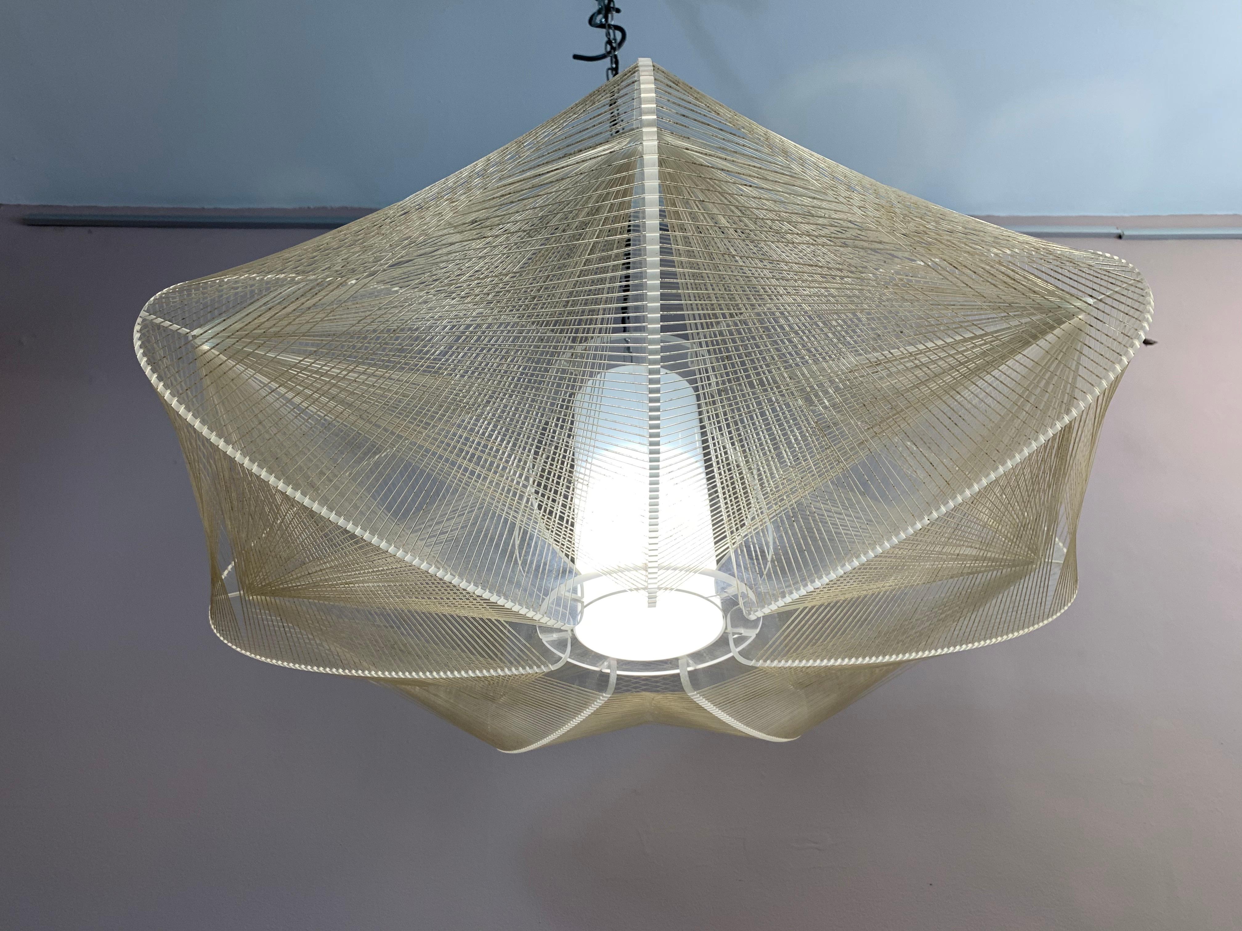 1970s Nylon and Perspex Ceiling Hanging Light Lamp by Paul Secon for Sompex 10