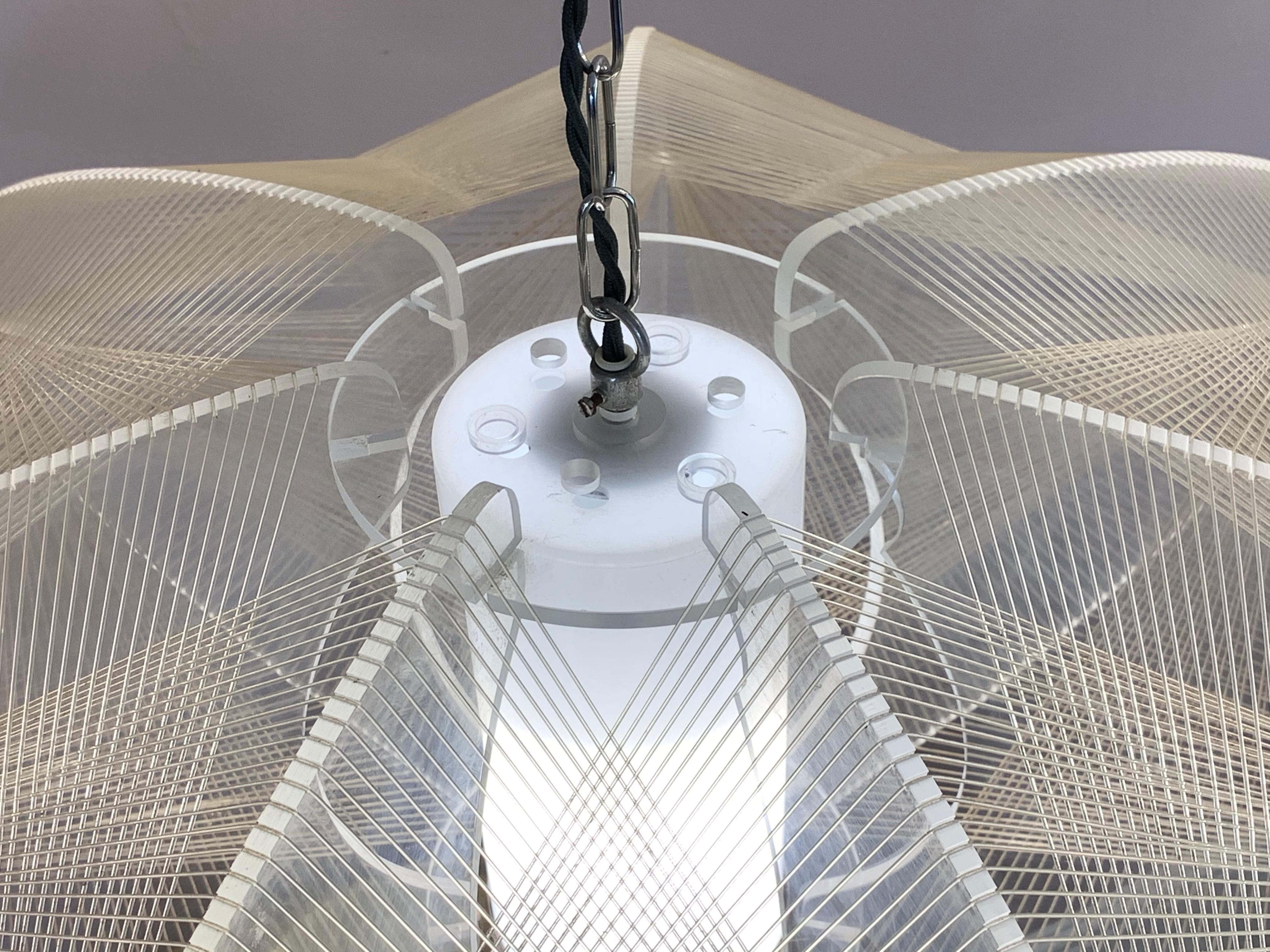 1970s Nylon and Perspex Ceiling Hanging Light Lamp by Paul Secon for Sompex 11
