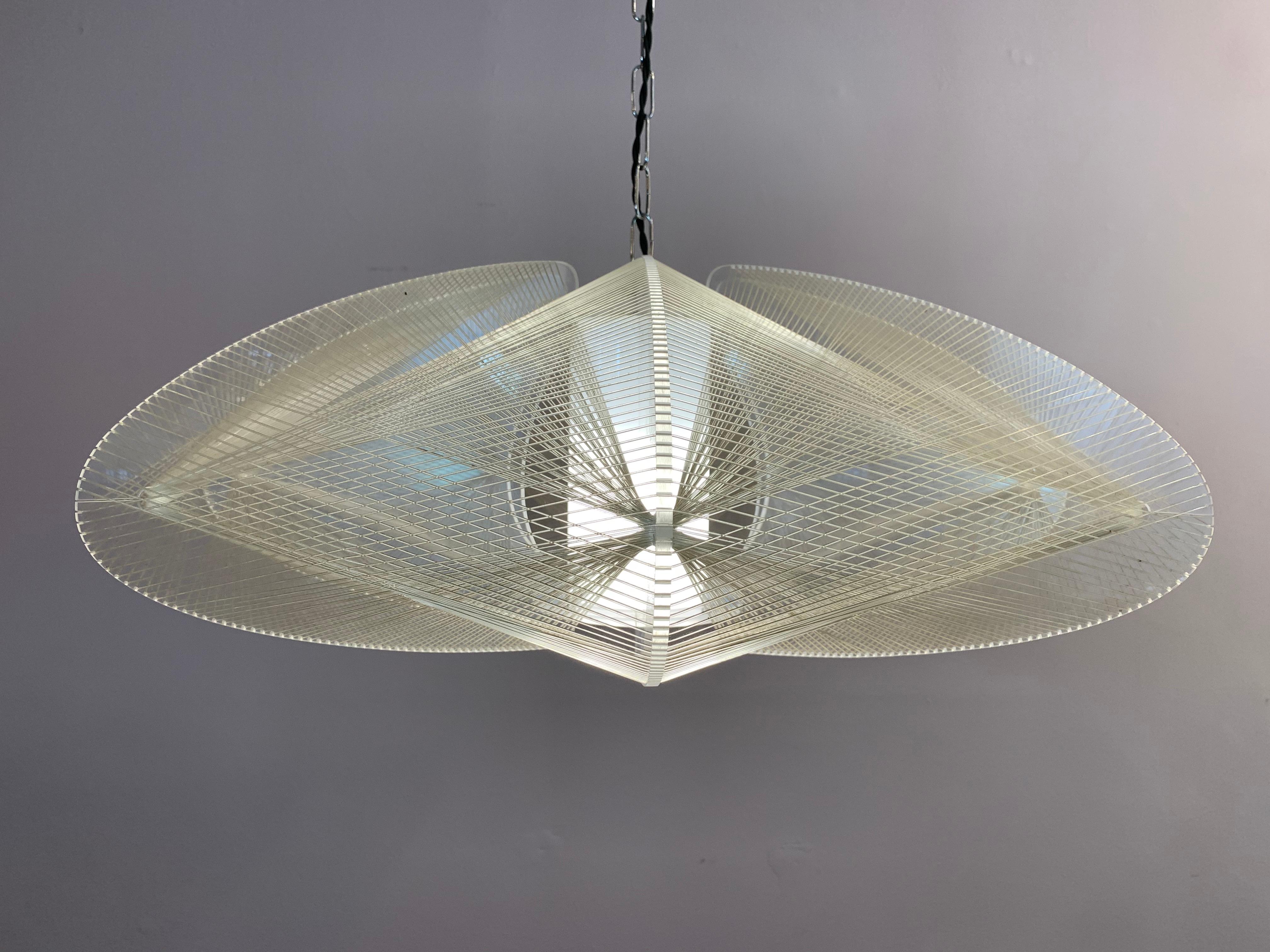 Mid-Century Modern 1970s Nylon and Perspex Ceiling Hanging Light Lamp by Paul Secon for Sompex