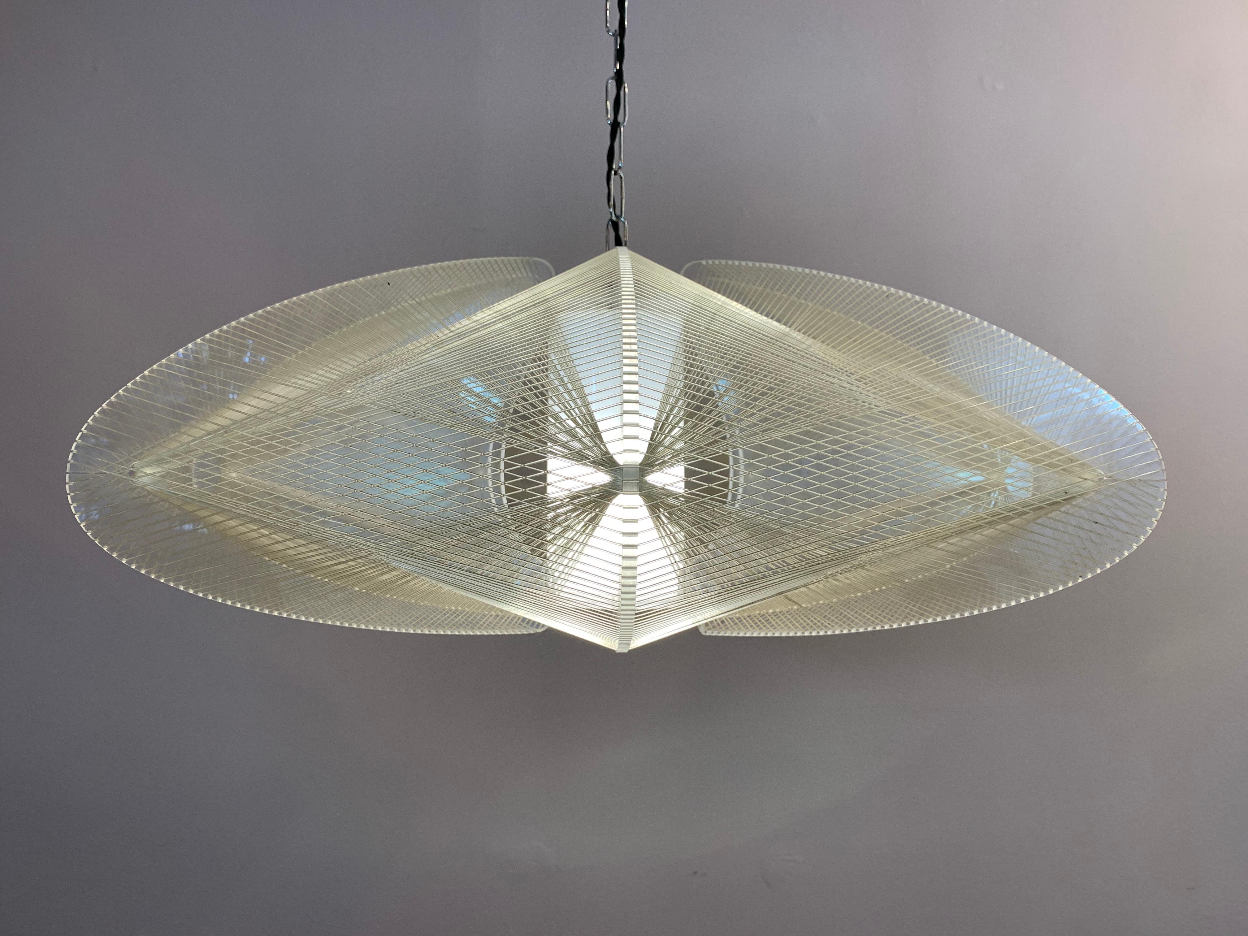 German 1970s Nylon and Perspex Ceiling Hanging Light Lamp by Paul Secon for Sompex