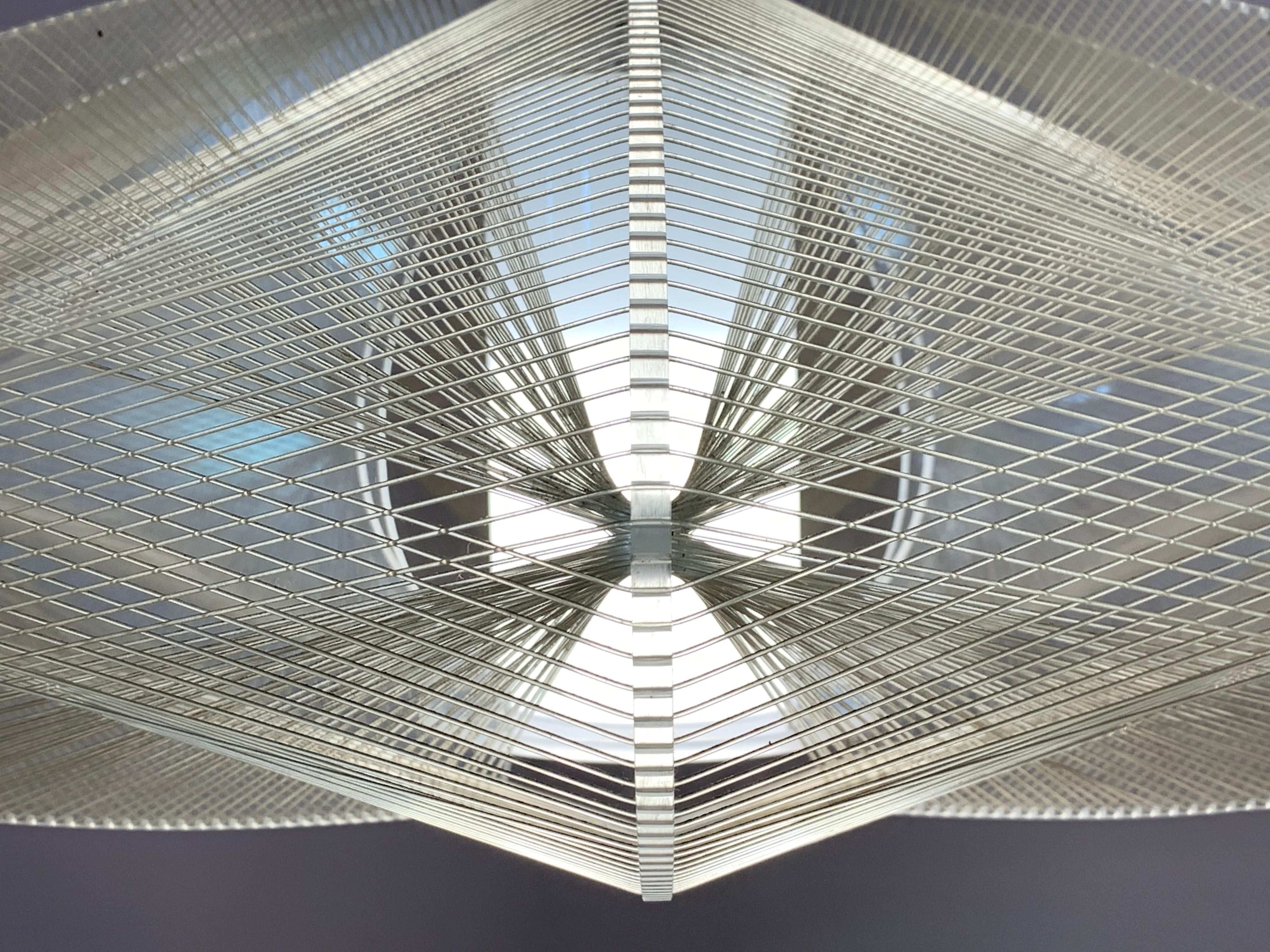 Metal 1970s Nylon and Perspex Ceiling Hanging Light Lamp by Paul Secon for Sompex