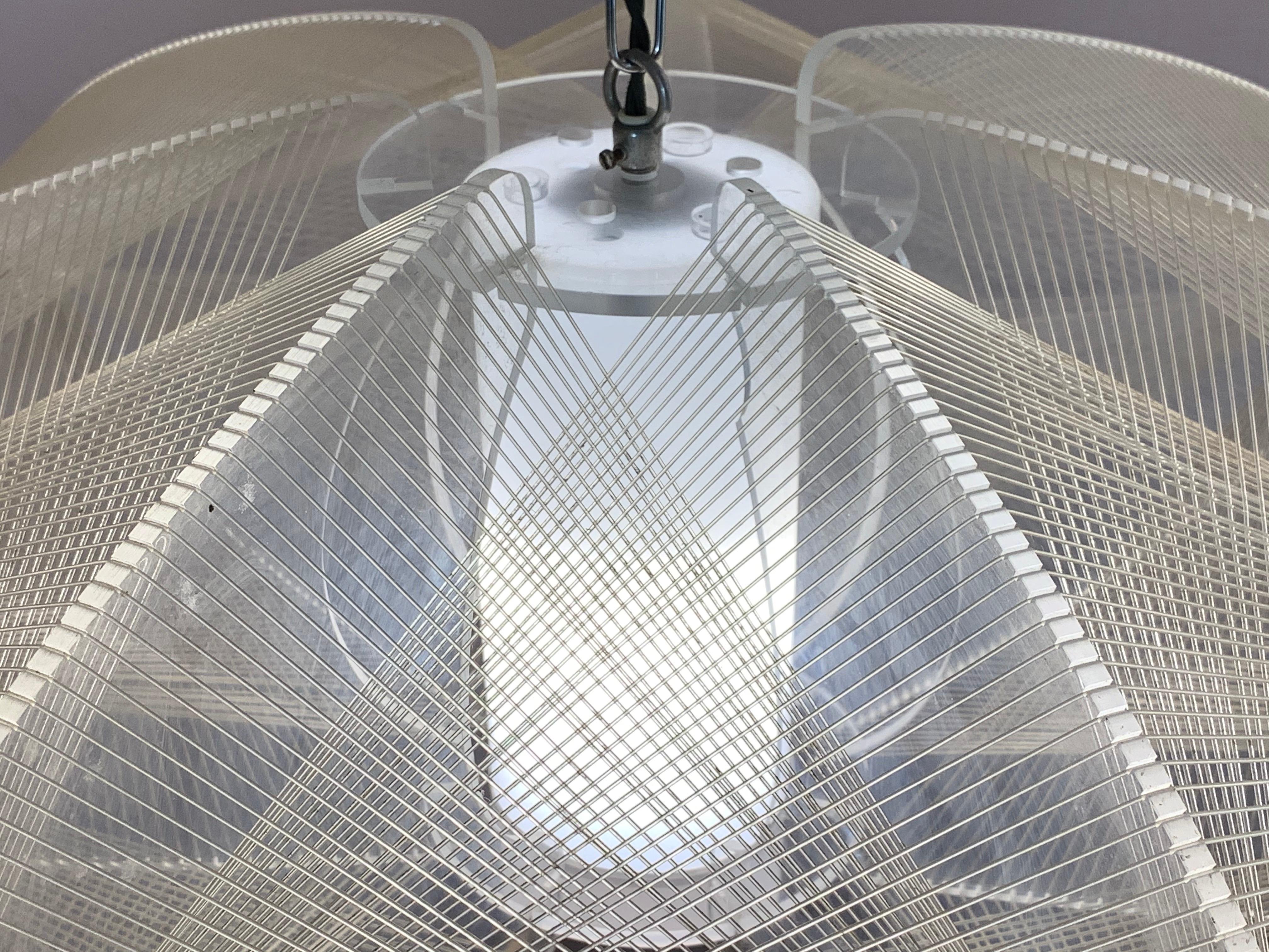 1970s Nylon and Perspex Ceiling Hanging Light Lamp by Paul Secon for Sompex 1