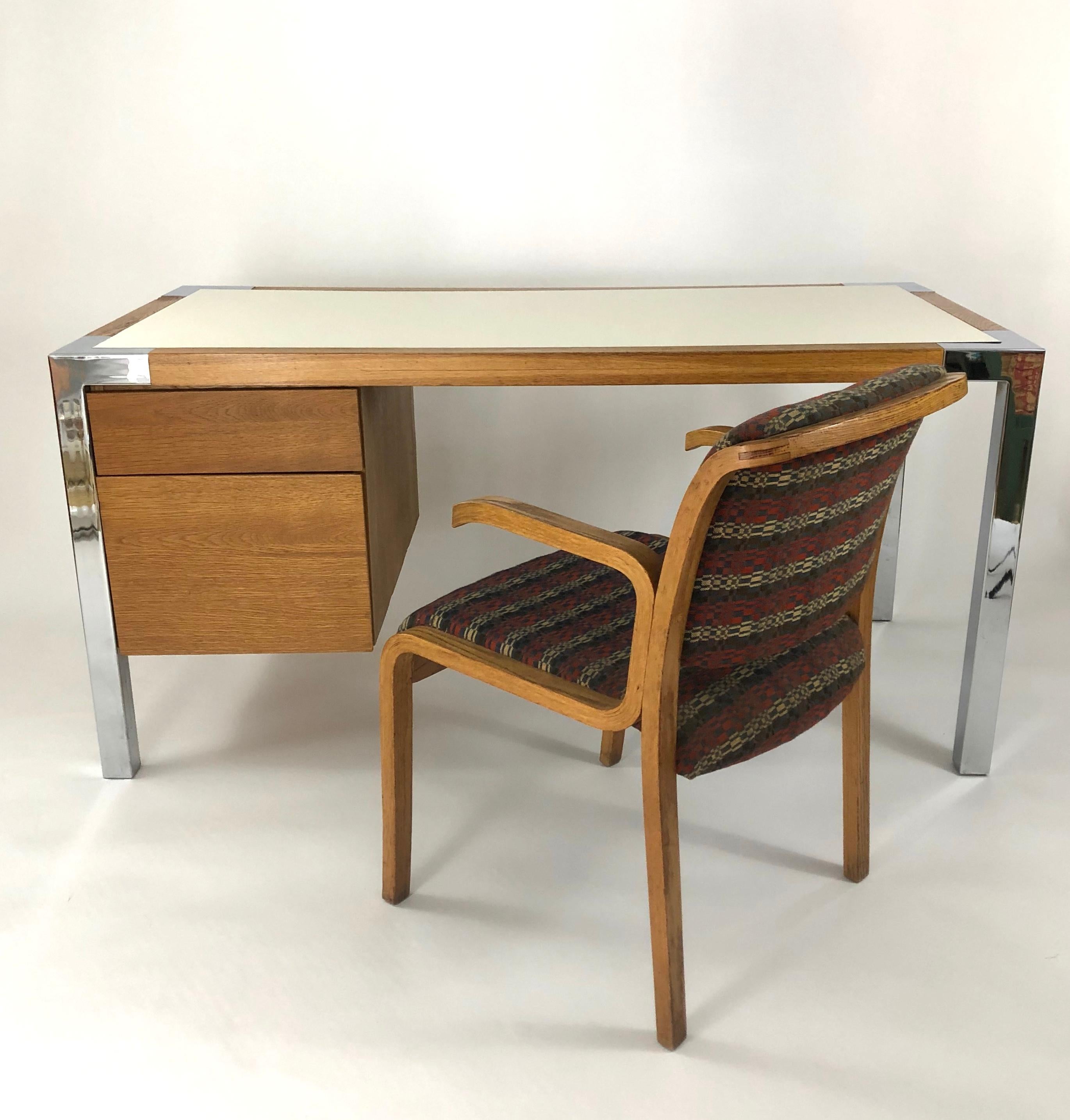 1970s Oak and Chrome Desk 5