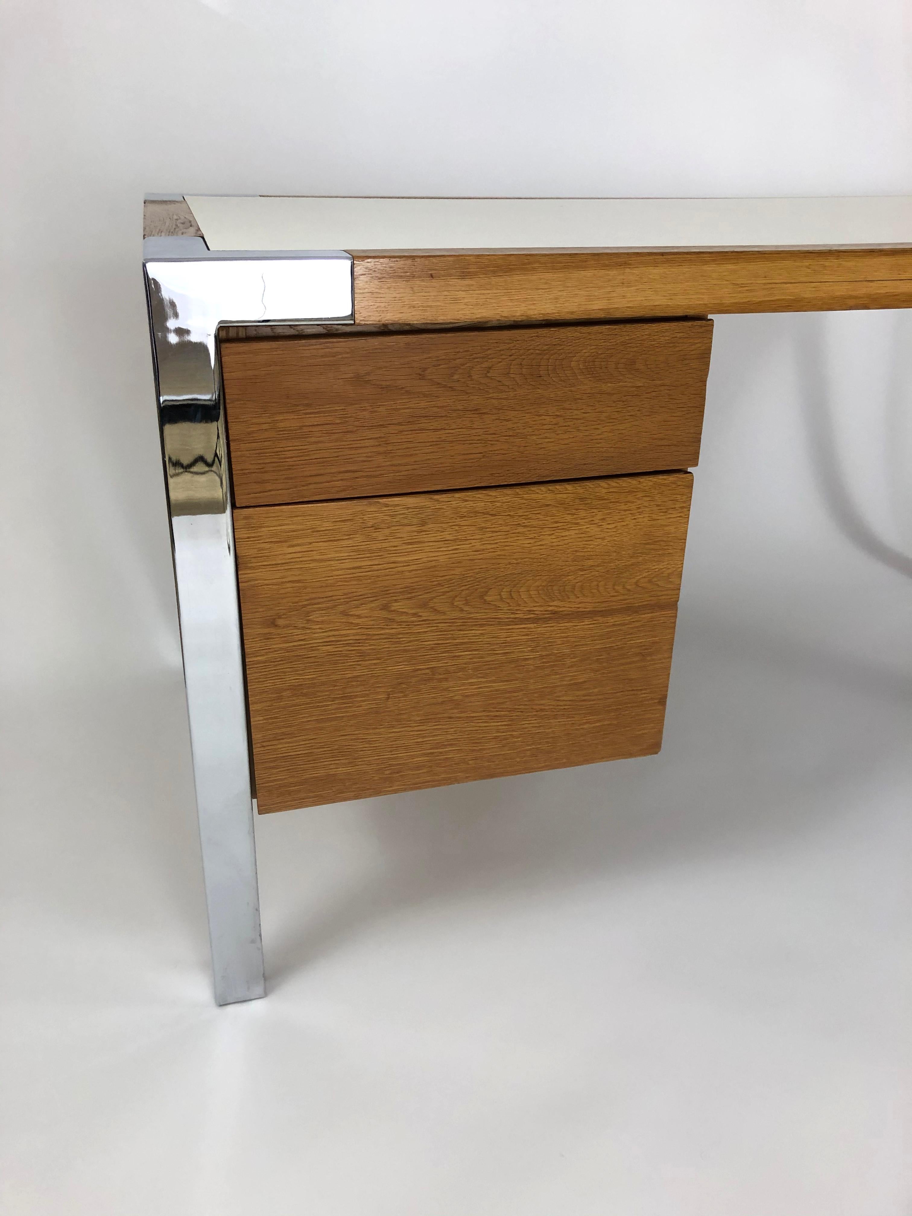 Late 20th Century 1970s Oak and Chrome Desk