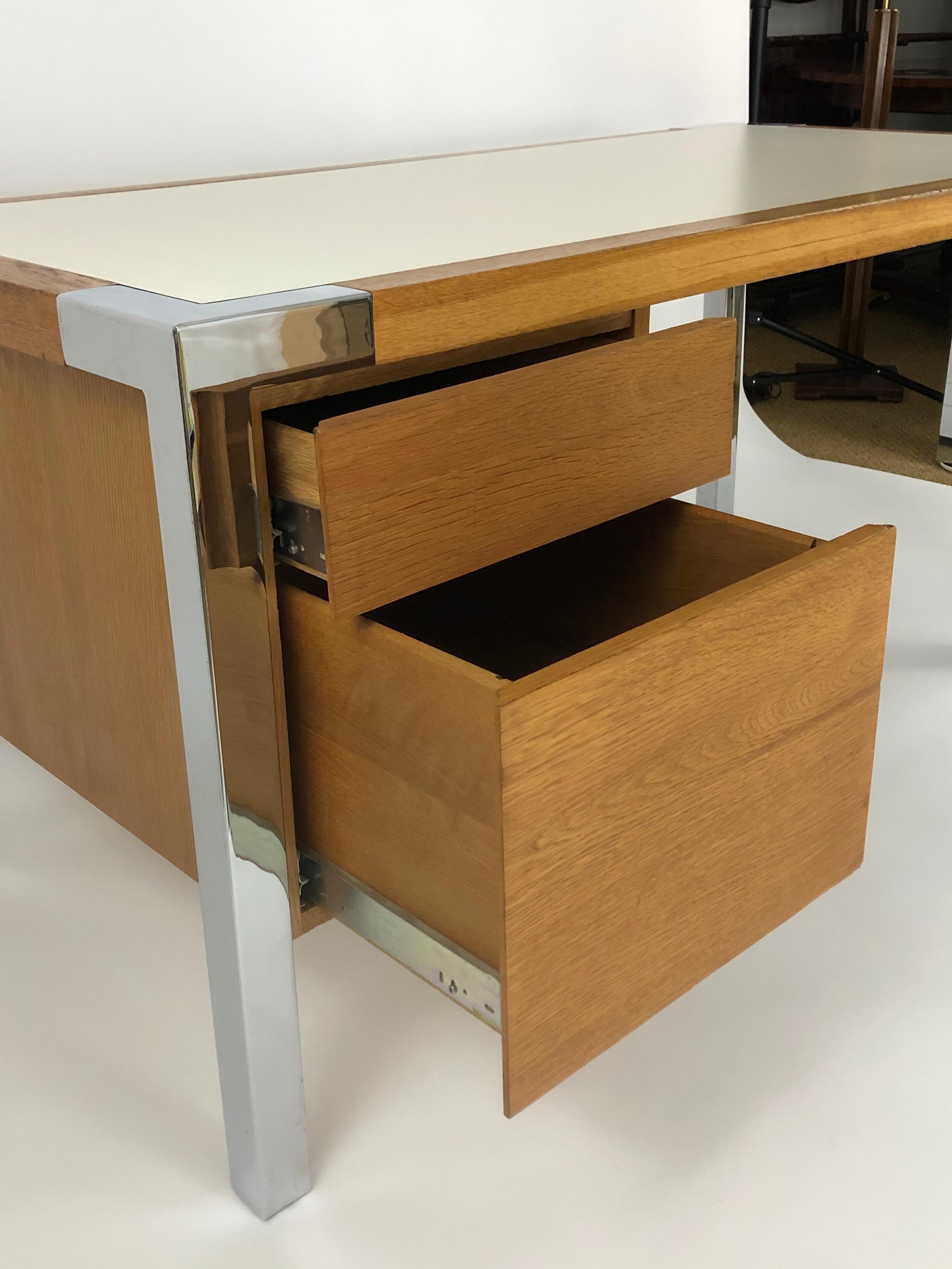 1970s Oak and Chrome Desk 1