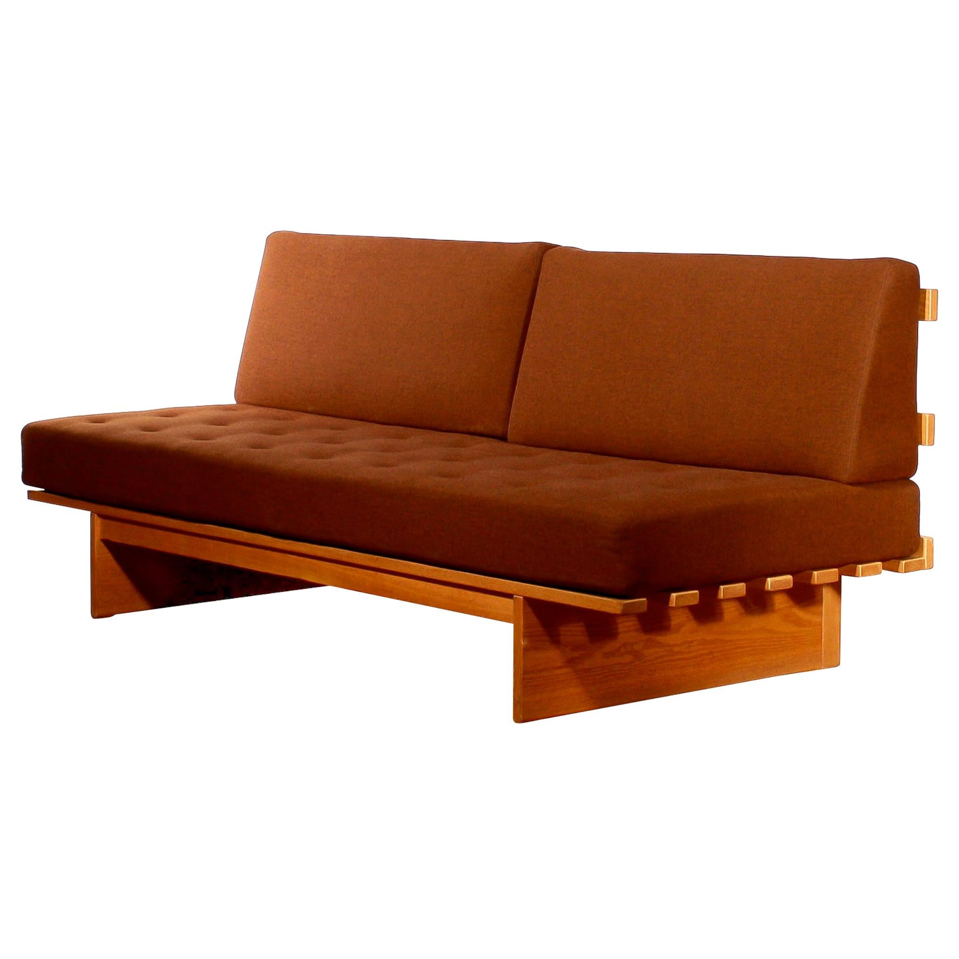 Scandinavian Modern 1970s Oak and Wool Sofa or Sleeper by Bra Bohag for DUX