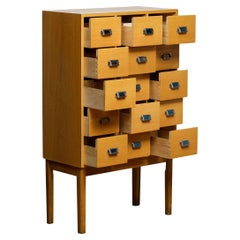 1970s, Oak Drawer Archive Cabinet in Oak and Beech by Lövgrens Traryd, Sweden
