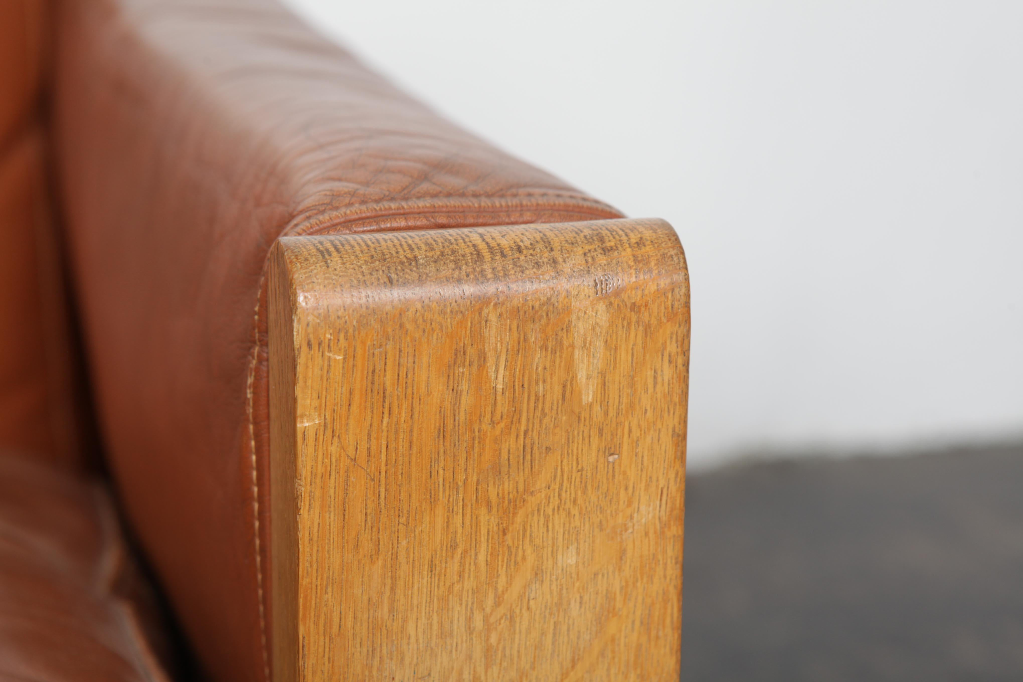 1970s Oak Framed Cognac Leather Sofa by OPE, Sweden 7
