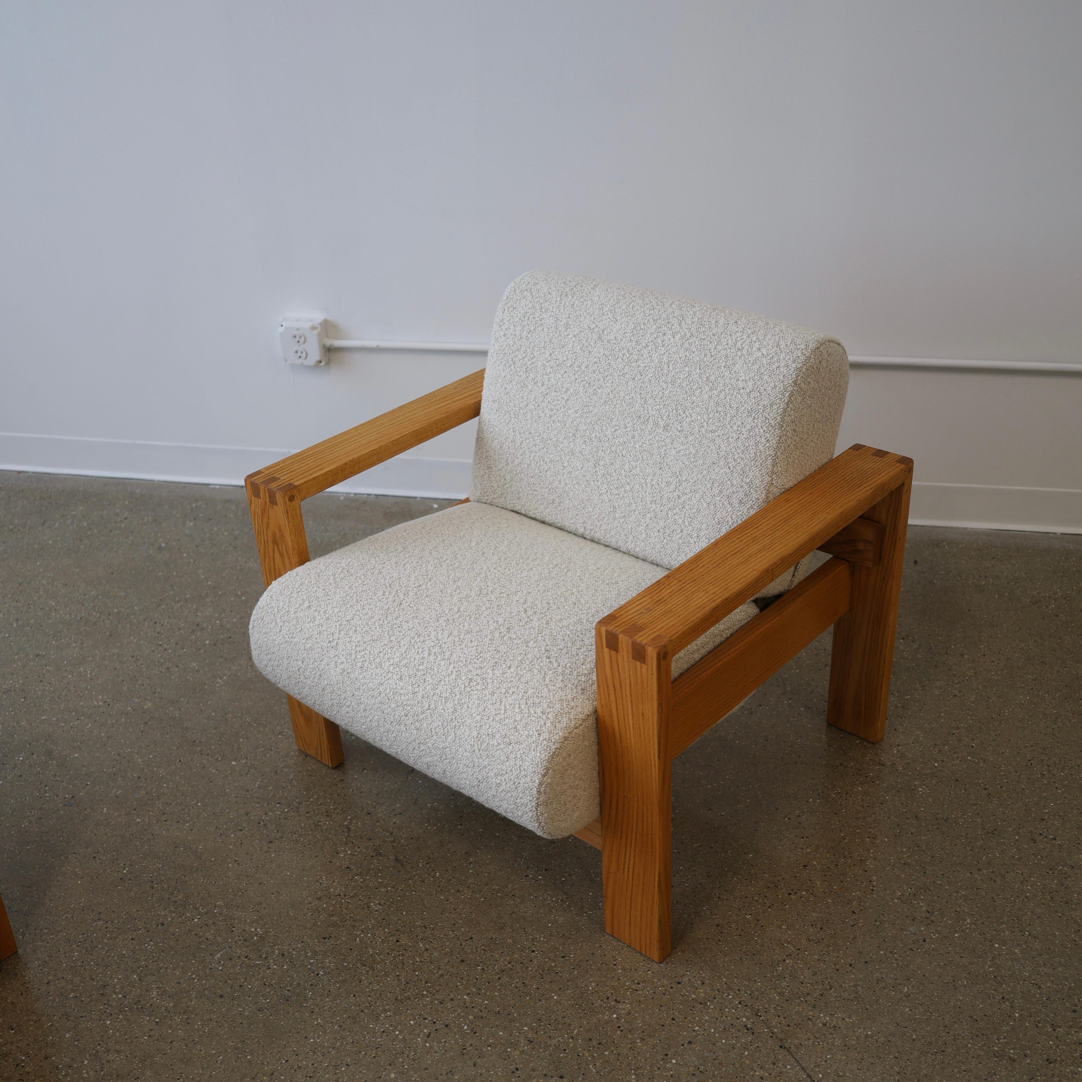 American 1970s Oak Lounge Chairs, a pair