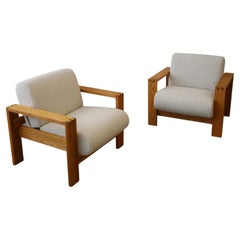 1970s Oak Lounge Chairs, a pair