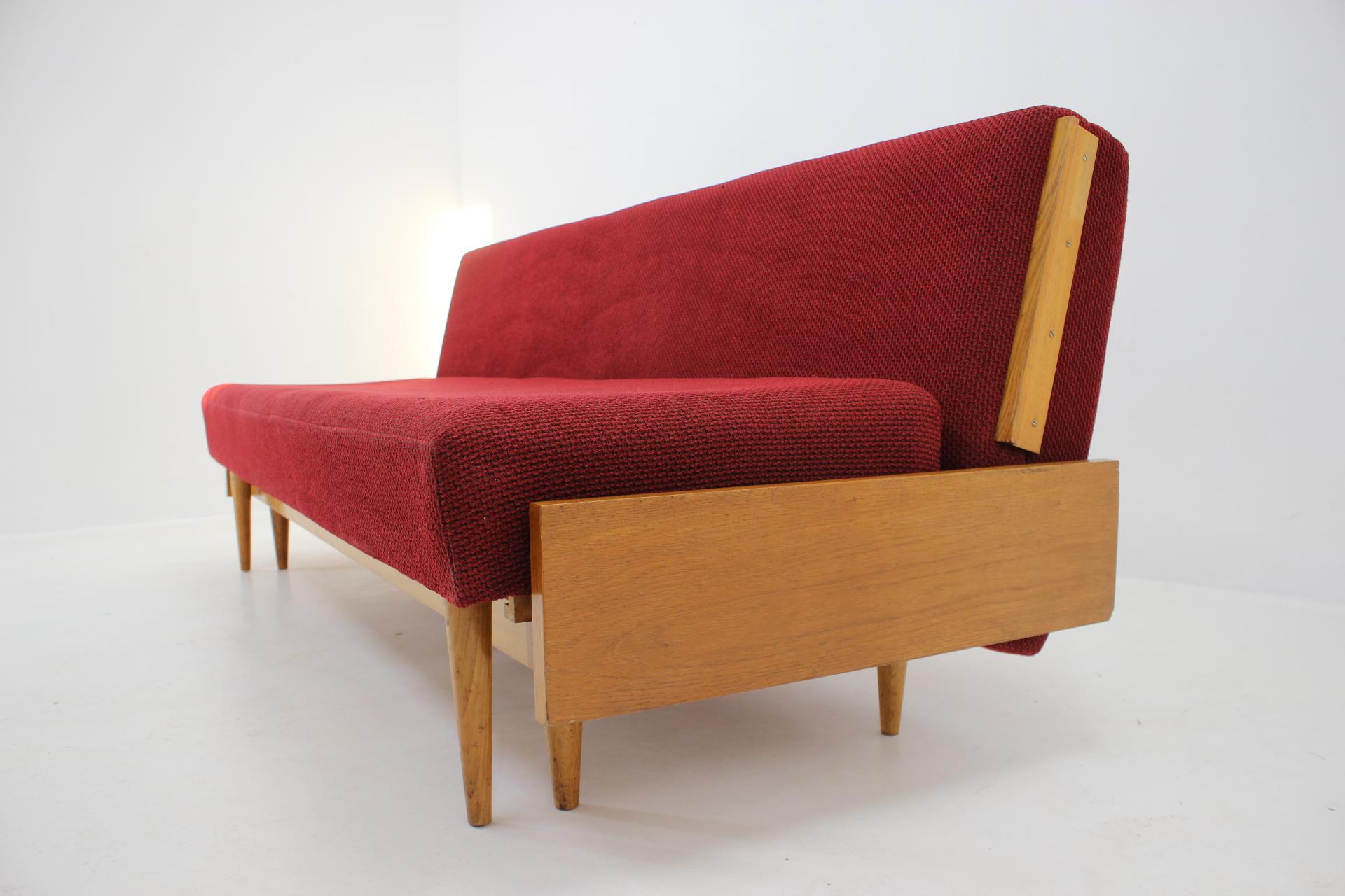 1970s Oak Transformable Sofa , Czechoslovakia 1