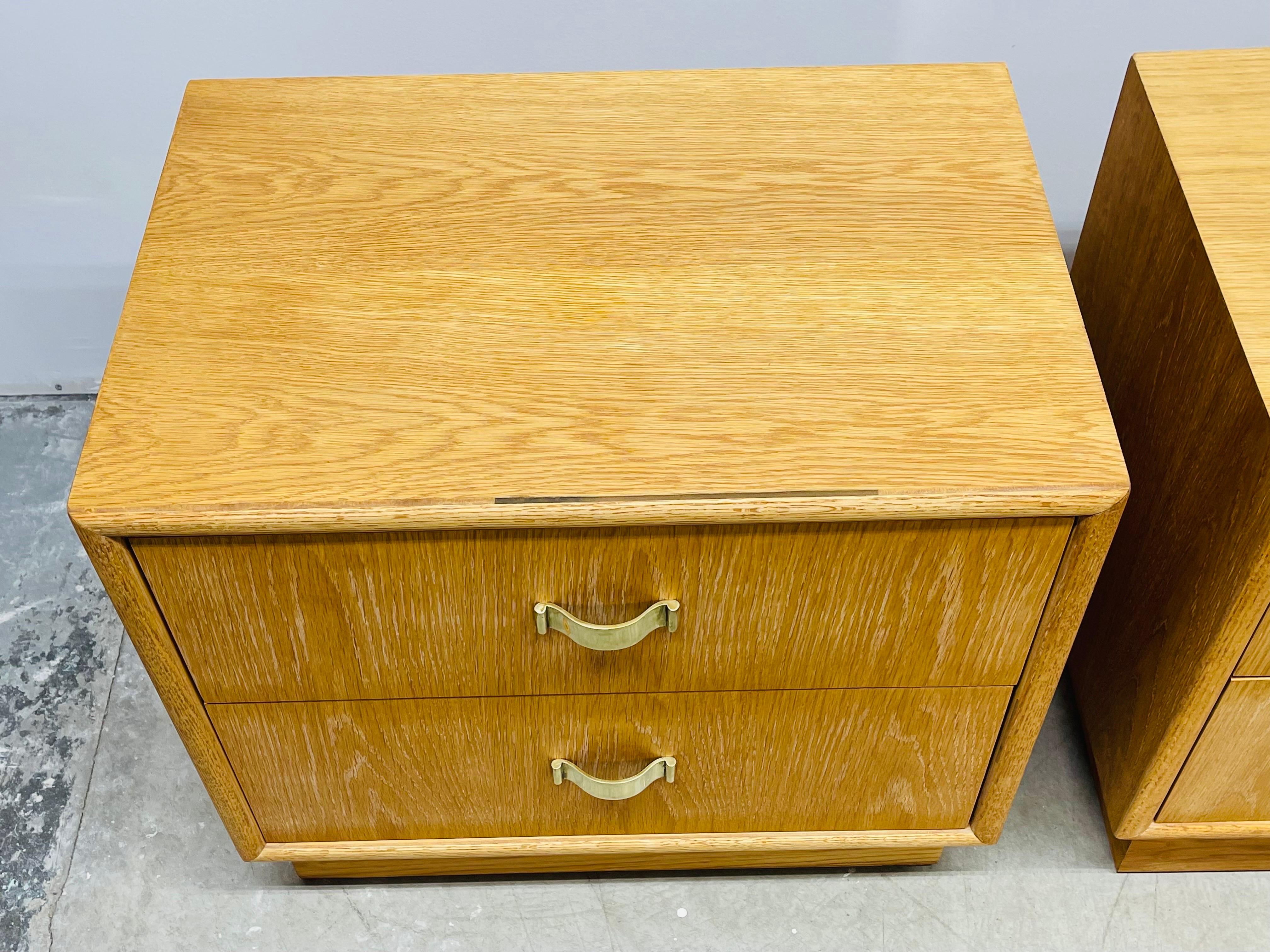 Mid-Century Modern 1970s Oak Wood Nightstands, Pair For Sale
