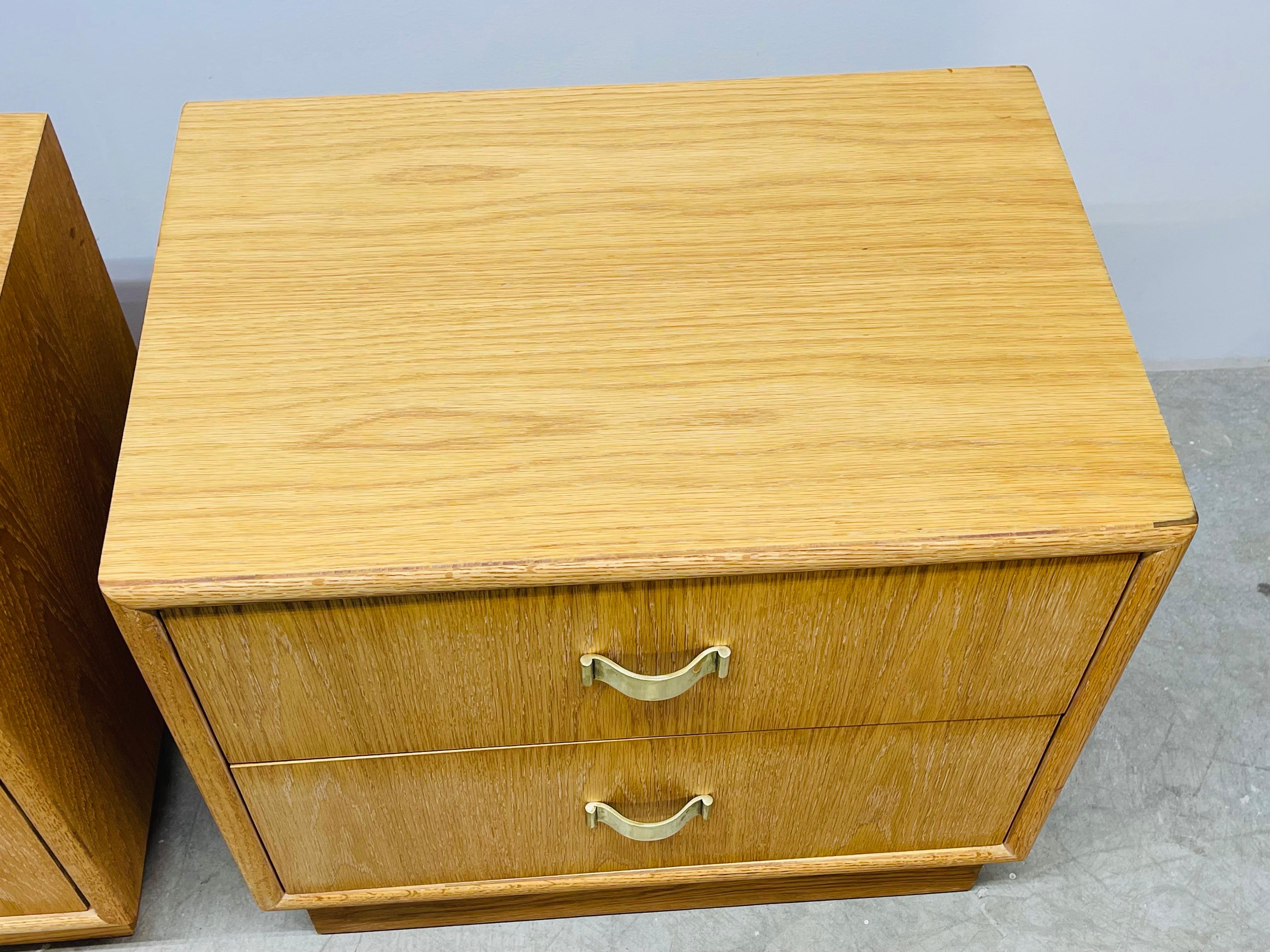 1970s Oak Wood Nightstands, Pair In Good Condition For Sale In Amherst, NH
