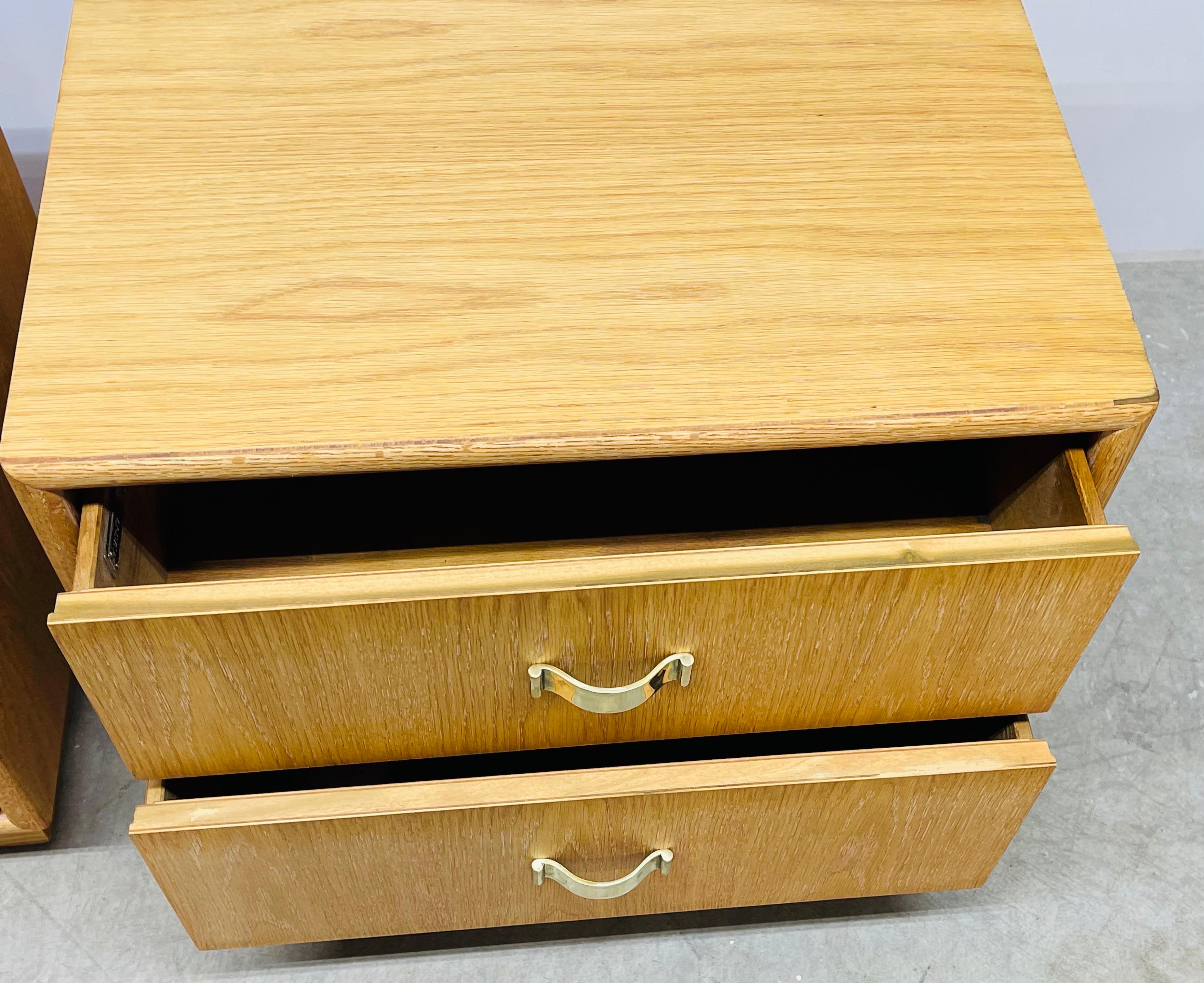 20th Century 1970s Oak Wood Nightstands, Pair For Sale